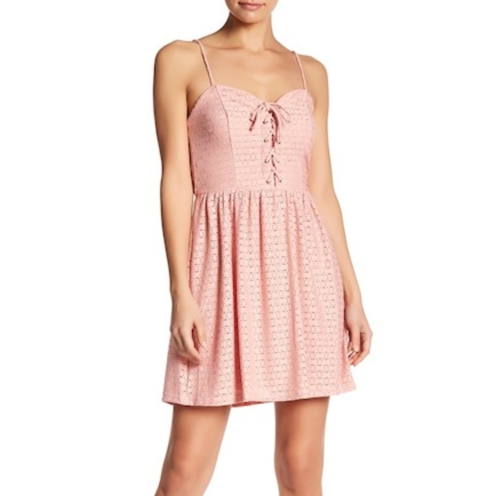 BE BOP Lace-Up Knit Tank Spaghetti Strap Dress L